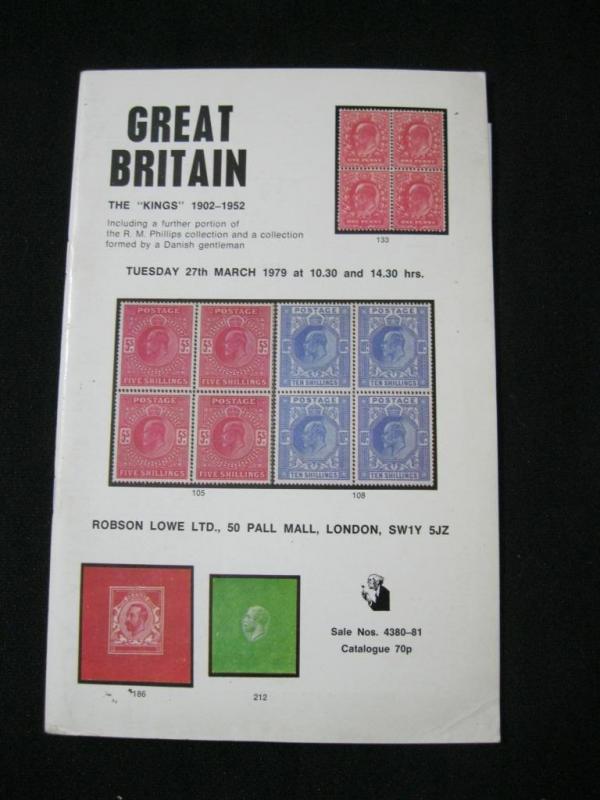 ROBSON LOWE AUCTION CATALOGUE 1979 GREAT BRITAIN THE 'KINGS' 1902-1952