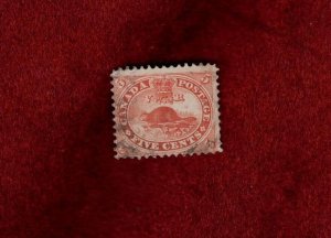 CANADA USED 1859 5 CENT VERMILLION BEAVER STAMP SCOTT # 15