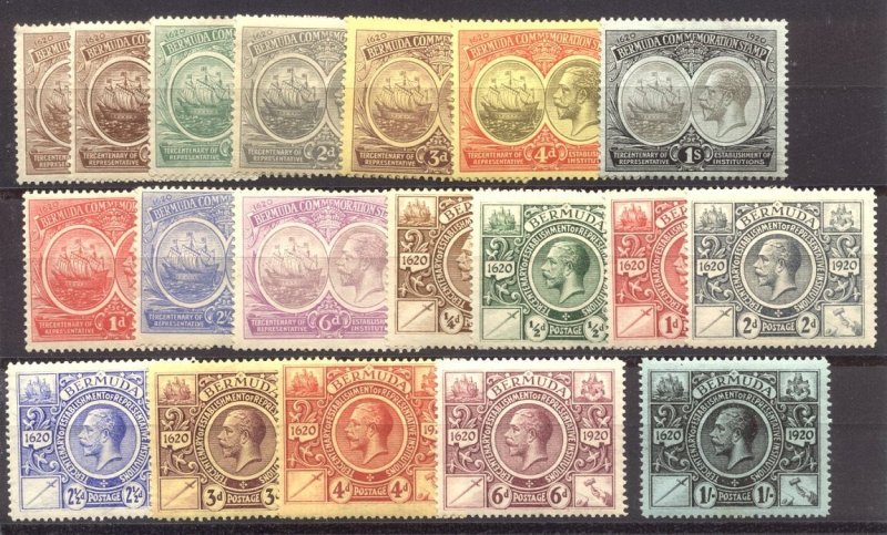 BERMUDA #55-79 MInt - 1920-21 K G V Issues