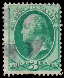 United States Scott 136, Green, H. Grill (1870) Used G-F, CV $35.00 W