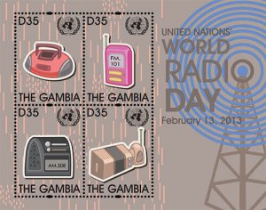 Gambia 2013 - UNITED NATIONS WORLD RADIO DAY - SHEETLET OF 4 - SC #3477 - MNH