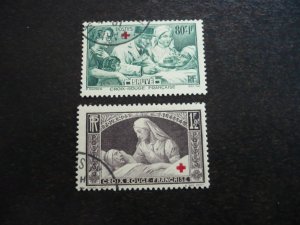 Stamps - France - Scott# B101-B102 - Used Set of 2 Stamps