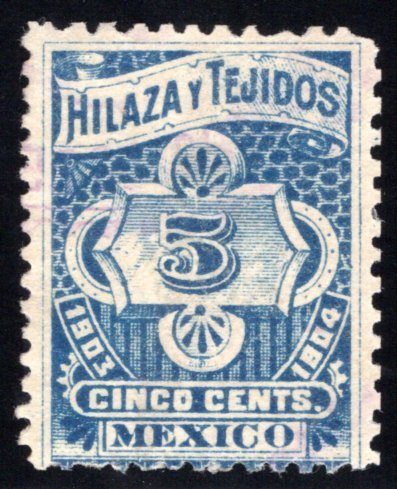 HT 69B, 5c, 1903-1904, Inscriptions and Numerals, Hilaza y Tejidos - Yarn and Te