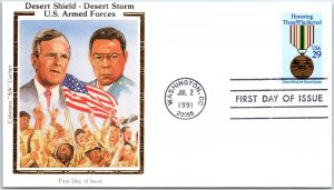 US FIRST DAY COVER VETERANS DESERT SHIELD DESERT STORM COLORANO SILK CACHET 1991