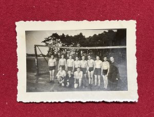 WW2 WWII Original German Military wartime Photo Shirtless Soldiers Volleyball