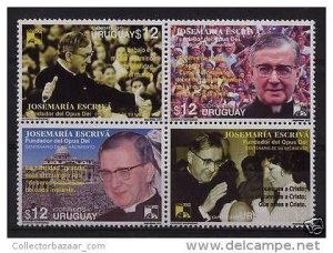 Josemaria Escriva Opus Dei founder christianism religion URUGUAY #1942 MNH STAMP