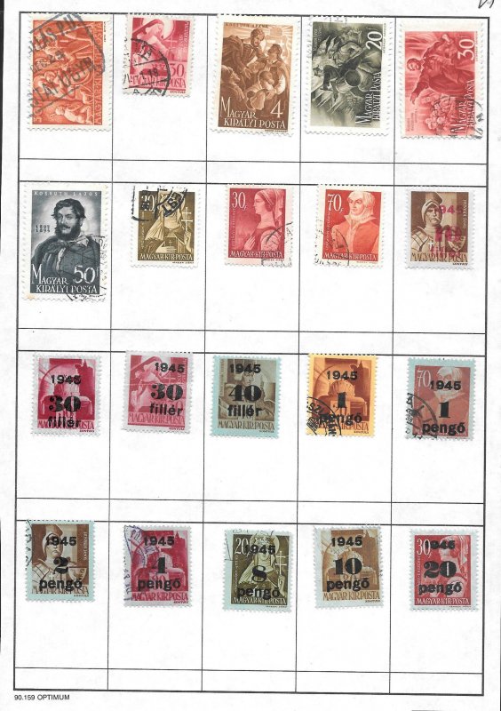 HUNGARY #Z23 Mixture Page of 20 stamps.  Collection / Lot