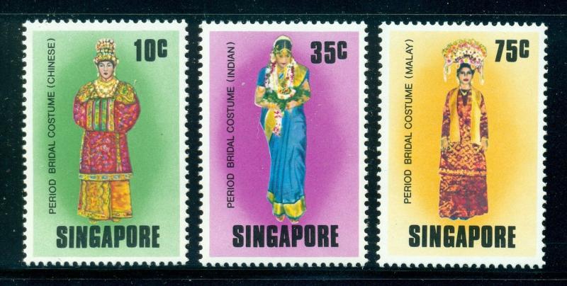 Singapore MNH Scott #257-259 Bridal Costumes Indian Malay China CV$5+