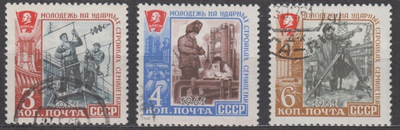 Russia Scott #2552-2554 1961 CTO/Used