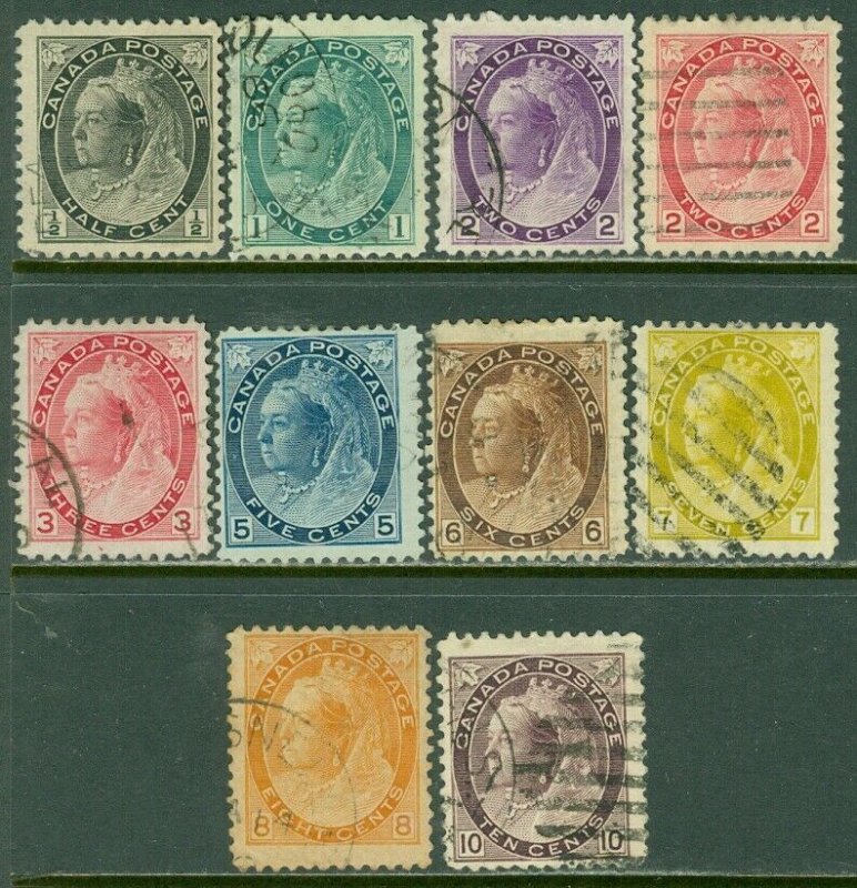 EDW1949SELL : CANADA 1898-1902 Scott #74-83 Short set F-VF, Used. Sound Cat $146