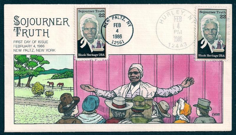 UNITED STATES FDC 22¢ Sojourner Truth DUAL 1986 Collins H-P