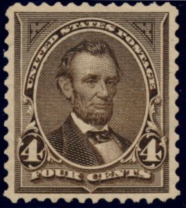 US 269 4c 1895 First Bureau Abraham Lincoln double line watermark dark brown ...