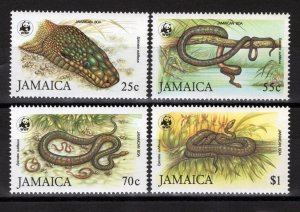 ZAYIX - Jamaica 591-594 MNH World Wildlife Fund WWF Reptiles Snakes 040322-S74
