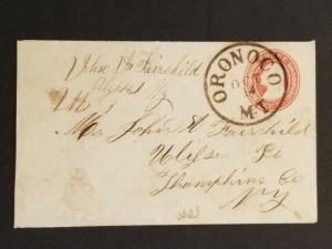 1850's Oronoco Territory of Minnesota to John Fairfield New York USA Rare Cover