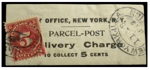 UNITED STATES POSTAGE DUE STAMP 1910 - 12. SCOTT # J48 ON PARCEL POST RECEIPT.