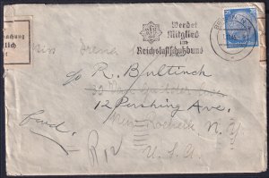 Germany SC# 395 on cover, 1935 customs inspection, Nazi Civil Air Defense Cancel