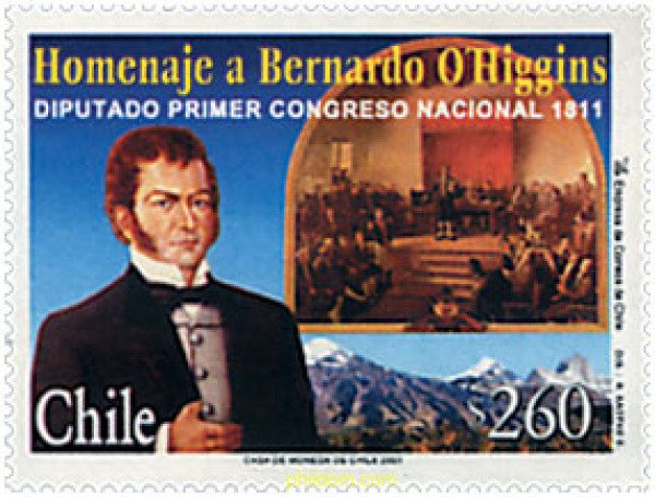 80832 MNH CHILE 2001 HOMENAJE A BERNARDO O HIGGINS RIQUELME
