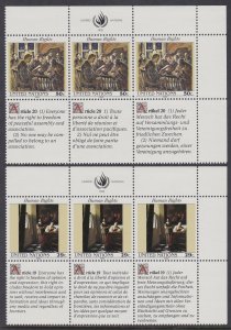 616-17 United Nations 1992 Human Rights Inscription Blocks MNH