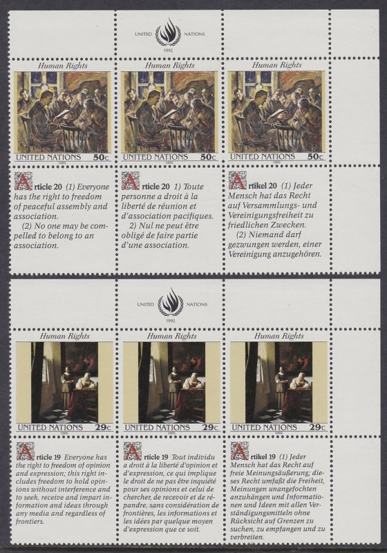 616-17 United Nations 1992 Human Rights Inscription Blocks MNH