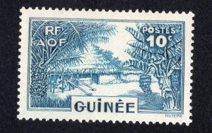 French Guinea 1938 10c peacock blue, Scott 132 MH, value = 25c