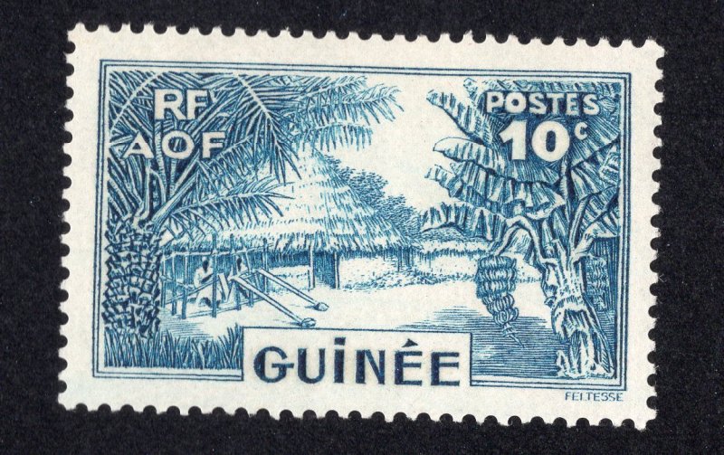 French Guinea 1938 10c peacock blue, Scott 132 MH, value = 25c