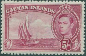 Cayman Islands 1938 SG125 5/- red KGVI schooner MNH