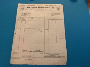 The London Aluminium Co Ltd Birmingham 1933 Basin & Cover  Receipt R41731