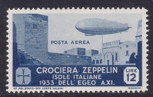 Aegean Islands Scott C23 1933 12L Zeppelin, VF MNH