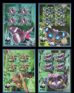 AITUTAKI - 2008 BLUE MOON BUTTERFLY / BUTTERFLIES - SET OF 4 MIN. SHEETS MINT NH