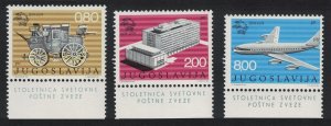 Yugoslavia Centenary of Universal Postal Union 3v Margins 1974 MNH SG#1592-1594