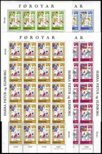 Faroe 86-89 sheets of 20,MNH.Michel 75-78. Medieval ballad of chivalry,1982.