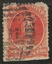 Nova Scotia 12,used, trimmed at bottom. 1860. (C318)