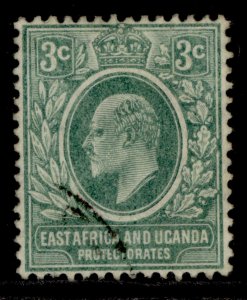 EAST AFRICA and UGANDA EDVII SG35a, 3c blue-green, FINE USED.