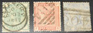 Great Britain 1880-1 QV Issues Scott # 78, 79, 82 used, CV $66