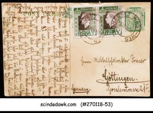 SOUTH AFRICA - 1938 POST CARD TO GERMANY WITH KGVI STAMPS