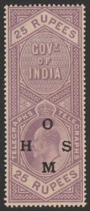 INDIA 1908 OHMS on KEVII Telegraph 25R bright lilac.