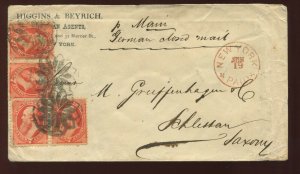 2 Pairs Scott 149 Stanton on Nice 1875 Agent Cover to Germany with NYFM Cancels