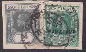 Fiji # MR1, War Tax Stamp Used on Paper