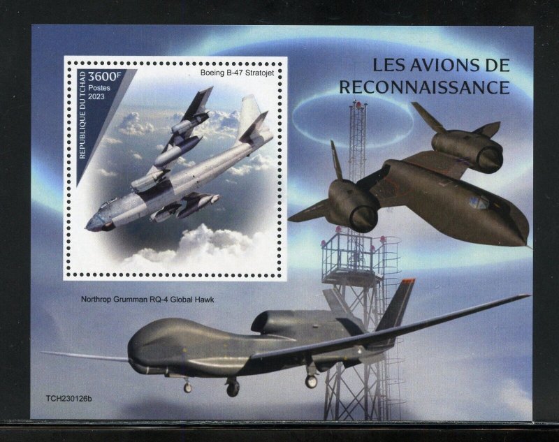 CHAD 2023 RECONAISSANCE AIRCRAFT SOUVENIR  SHEET MINT NEVER HINGED