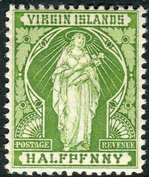 BRITISH VIRGIN ISLANDS-1899 ½d Yellow-Green HALFPFNNY ERROR LMM Sg 43a