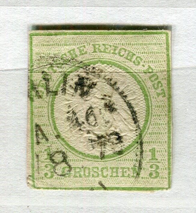 GERMANY; 1872 classic Shield type fine used 1/3g. stationary Piece