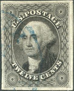 #17 XF SUPERB W/ LIGHT BLUE TOWN CANCEL; THIN SPOT W/ PFC CV $360.00 BN4848