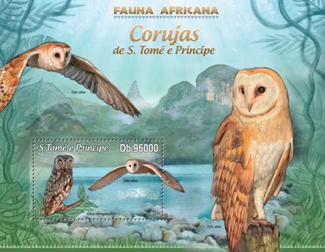 St Thomas - Owls - Souvenir Sheet - ST13207b