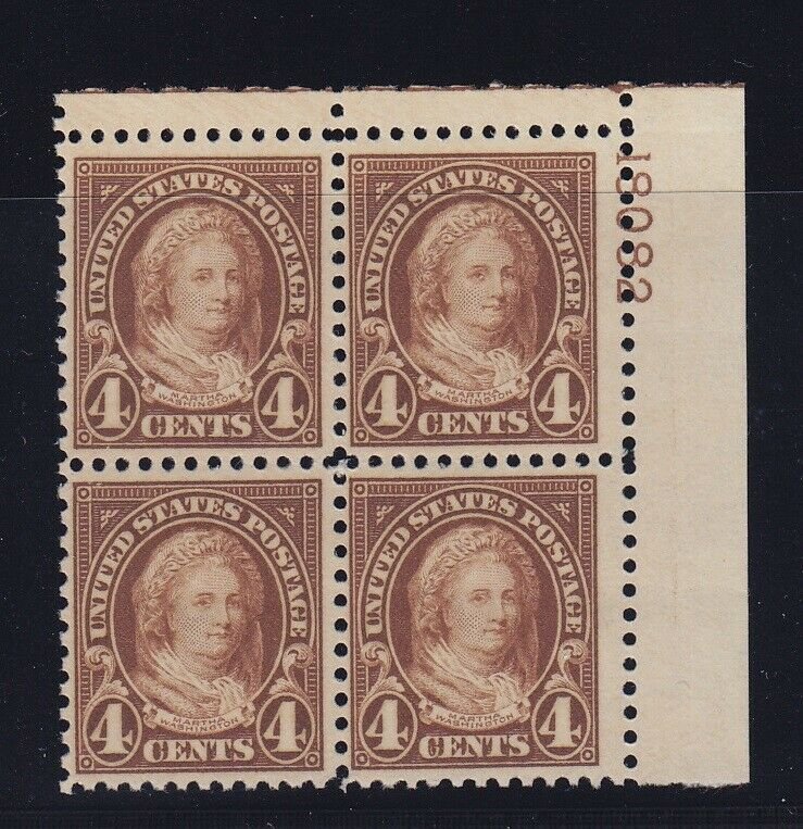 636 TOP VF plate block OG never hinged nice cv $ 95 ! see pic !