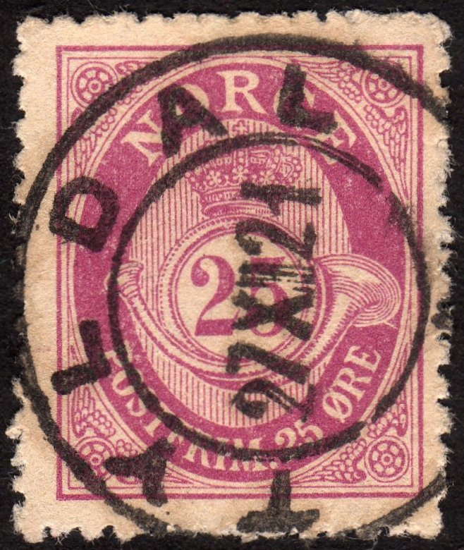 1901, Norway 25ö, Posthorn, Used, Sc 54