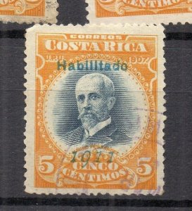 Costa Rica 1907 Early Issue Fine Used 5c. Optd NW-231934