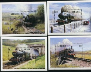 Liberia 1087 - 1090 Souvenir Rail Transport Stamp Sheets MNH 1988 