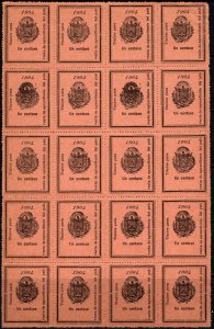 1904 El Salvador Revenue 1 Centavo Sale Of Liquor From The Country Block/20