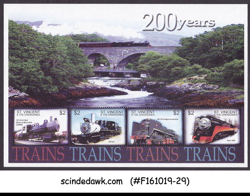 ST VINCENT - 2004 200 YEARS OF TRAINS - MIN. SHEET MNH