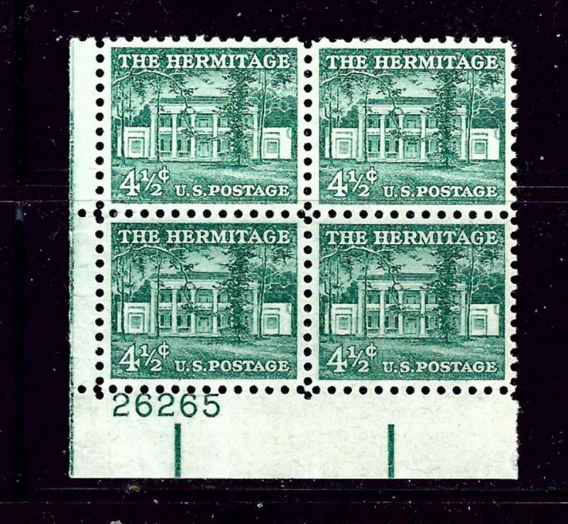 U.S. 1037 MNH 1959 The Hermitage Plate Block